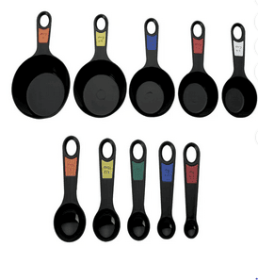 Farberware Professional 10 Piece Plastic Nesting Measuring Cup and Spoon Set Black