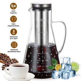 Cold Brew Coffee Maker Iced Tea Maker Pitcher Glass Coffee Pot Brewing Glass Carafe Tea Infuser Coffee Kettle with Removable Fine-Mesh Filter Dis