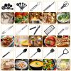 23Pcs Kitchen Utensil Set Stainless Steel Nylon Heat Resistant Cooking Utensil Tool Kit w/ Grater Scraper Tongs Whisk Can Bottle Opener Pizza Cut