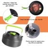 16Pcs Camping Cooking Ware Set Camping Stove Cookware Kit Aluminum Pot Pan Kettle Set with Bowls Knife Fork Spoon Carabiner Spatula Cutting Board
