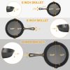 3 Skillet Bundle 6 inches and 8 inches with 10 inch Set of 3 Cast Iron Frying Pans Non-Stick Oven Safe Cookware Heat-Resistant Frying Pan--No shi