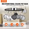 VEVOR Hanging Pot Rack, 32 inch Hanging Pot Rack Ceiling Mount, Ceiling Pot Rack with 12 S Hooks, 80 lbs Loading Weight, Ideal for Home, Restaura