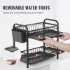 VEVOR 2 Tier Dish Drying Rack Dish Drainer Carbon Steel Kitchen Utensil Holder